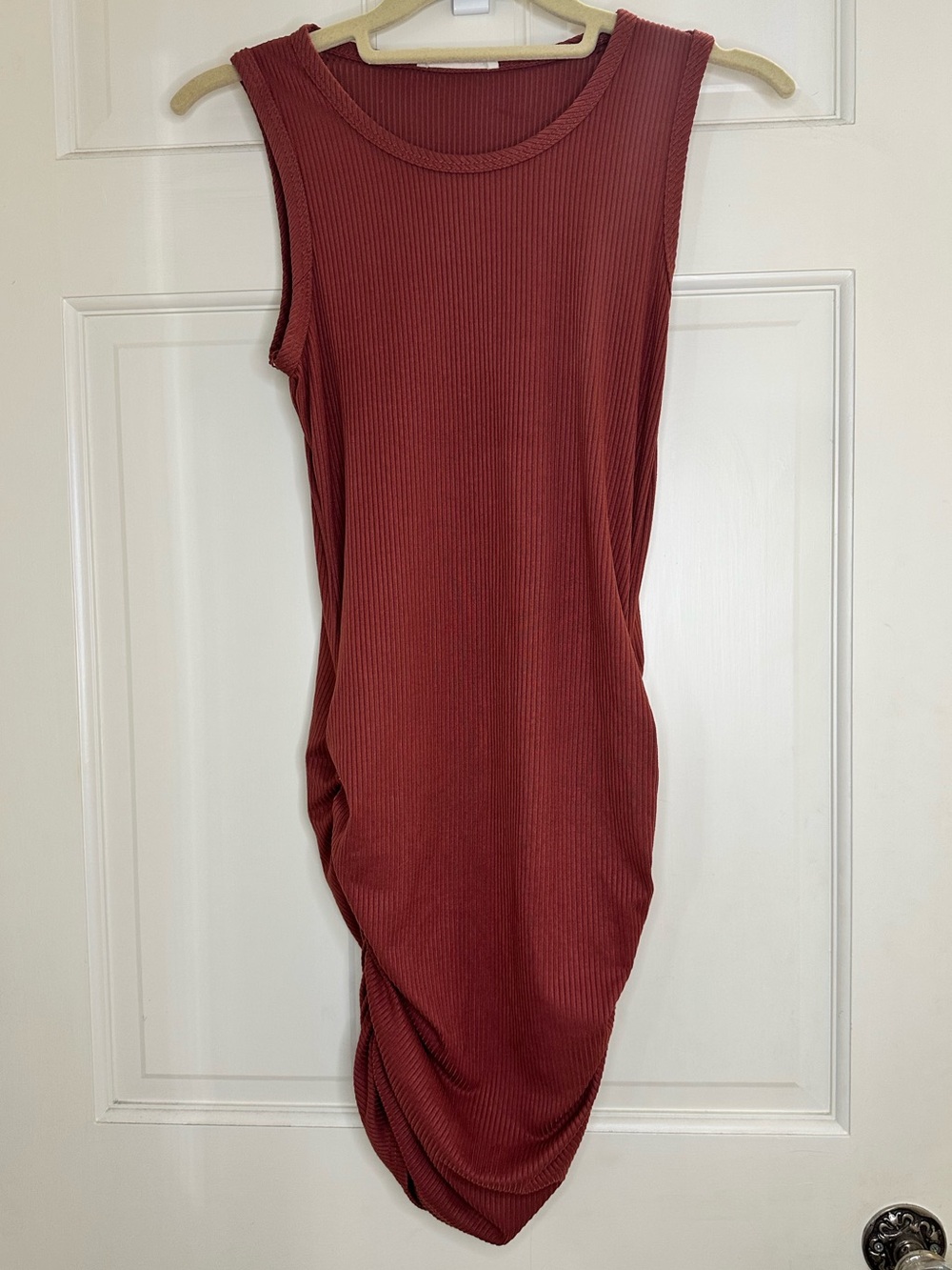 Tank Ribbed Midi Dress in Rust
